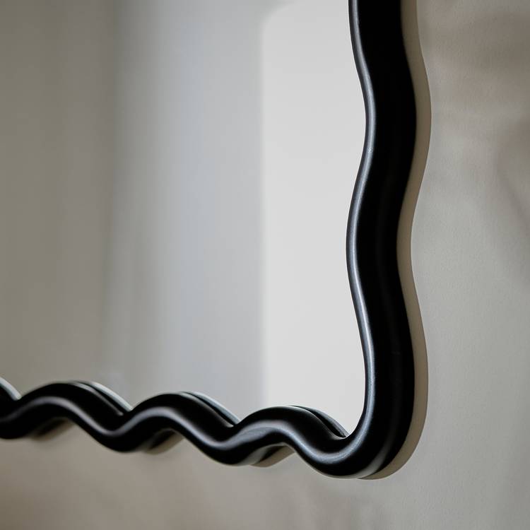 Habitat Black Wavy Wall Mirror - 60x57cm