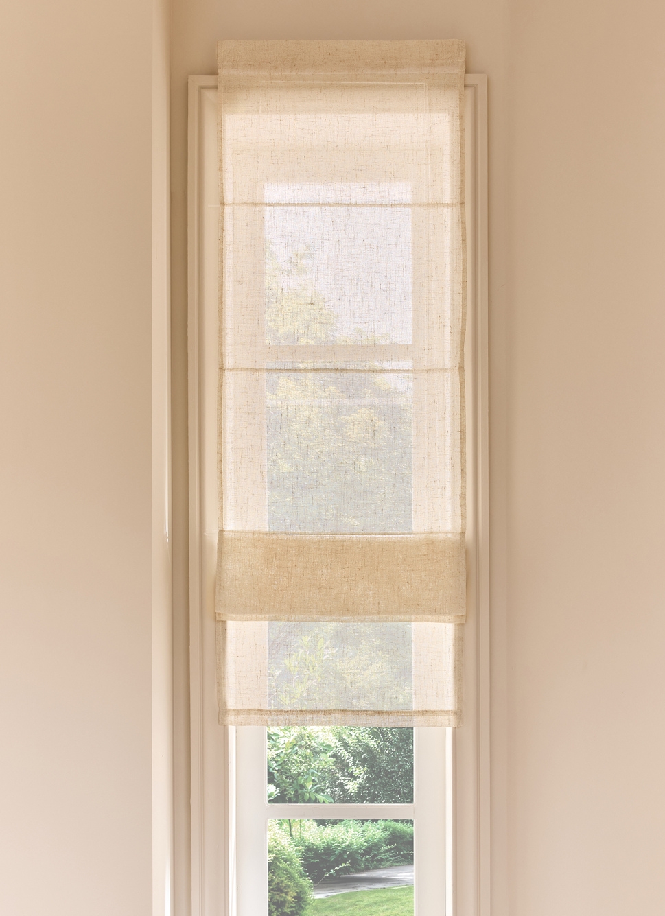 STORE BATEAU RELEVABLE EN ÉTAMINE EFFET FLAMMÉ BEIGE