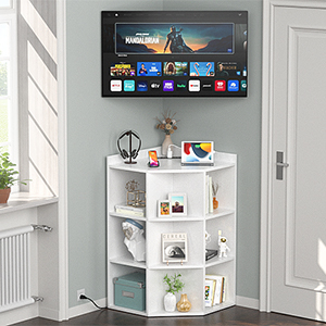 Wooden Cubby Corner Bookshelf
