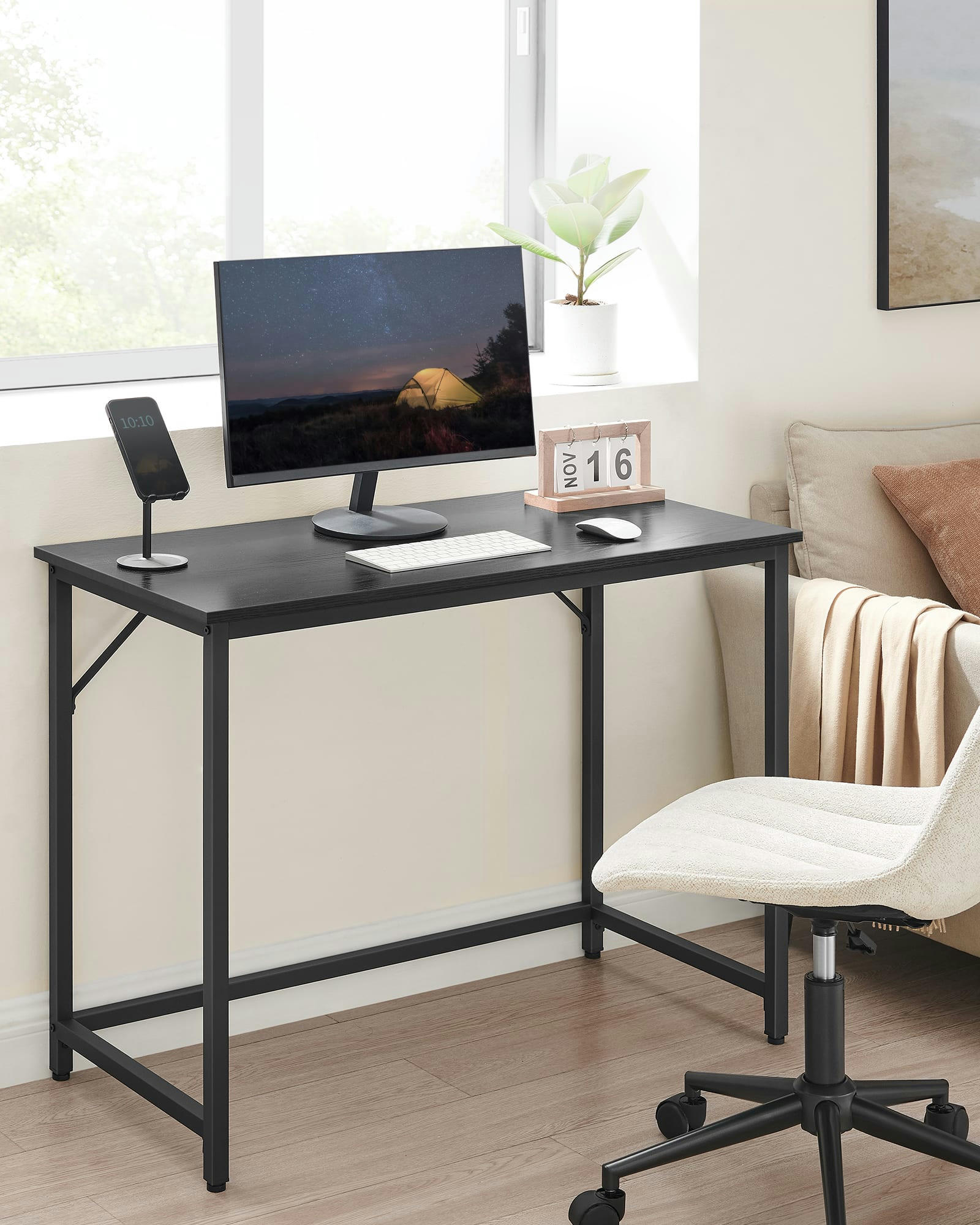 - Bureau 100 cm style moderne effet bois noir