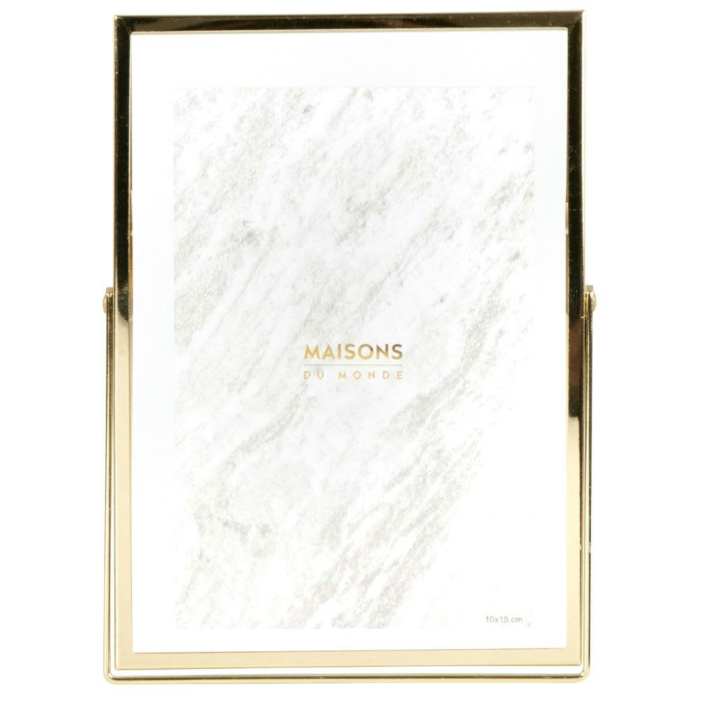 - Cadre en verre et métal doré 14x19 cm