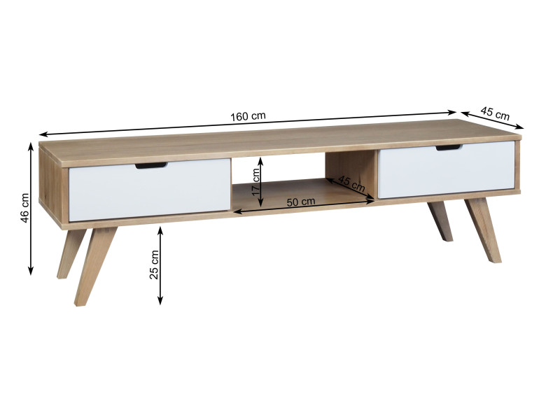 Szafka RTV 46x160 cm z drewna litego MALMO, kolor sosnowy