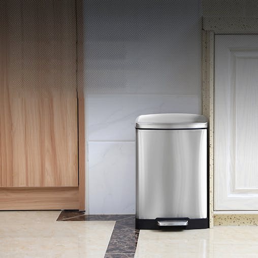 SOGA 4-Pack 12L Silver Stainless Steel Foot Pedal Trash Bin