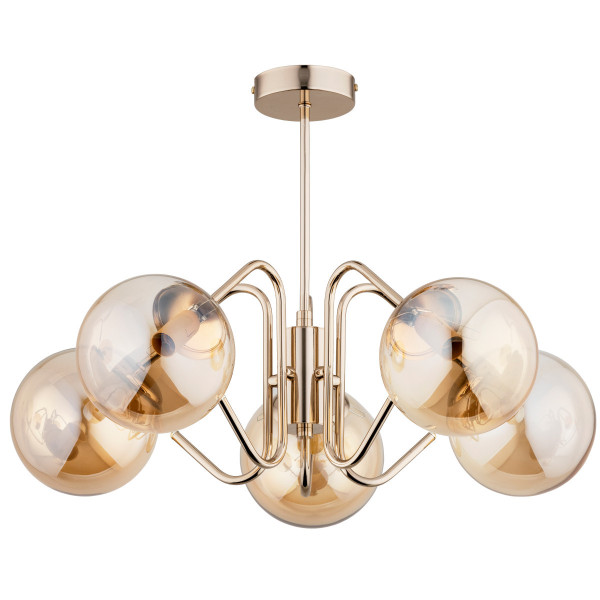 Lampa wisząca złoto-bursztynowy YUMA 5xE14x10W wym: 42x58x58 cm Alfa