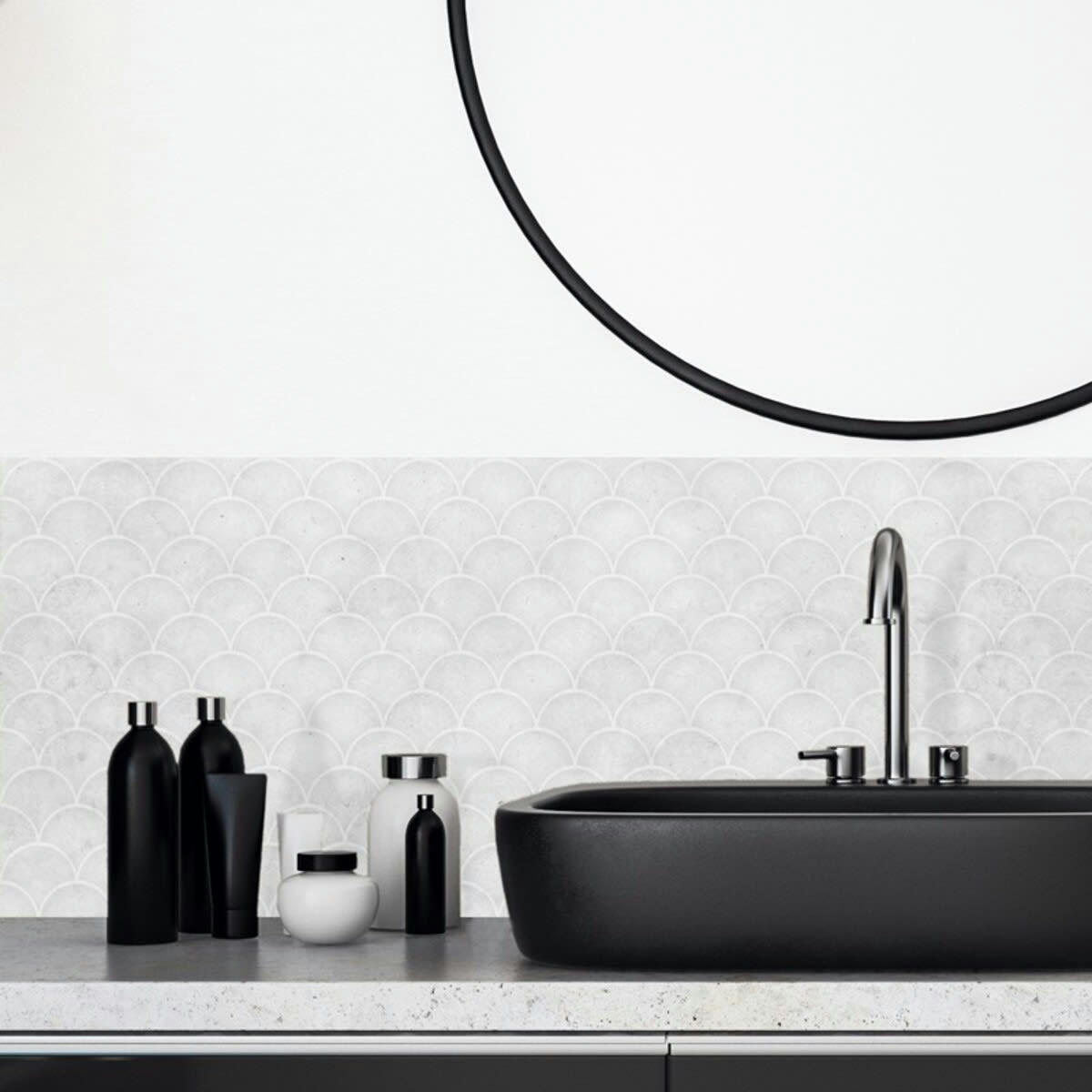 ART DECO BETON USE - Lot de 2 crédences adhésives en PVC L.70 x H.30 cm