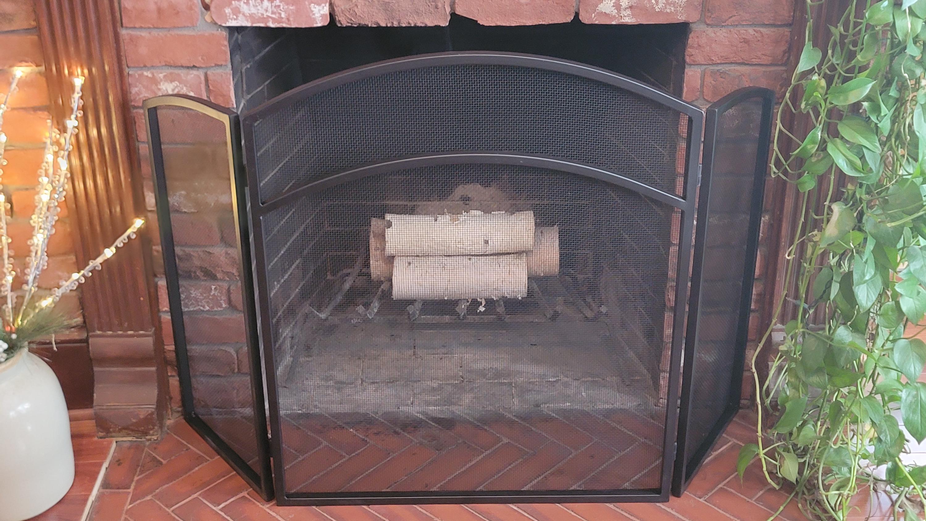 3 Panel Black Fireplace Screen