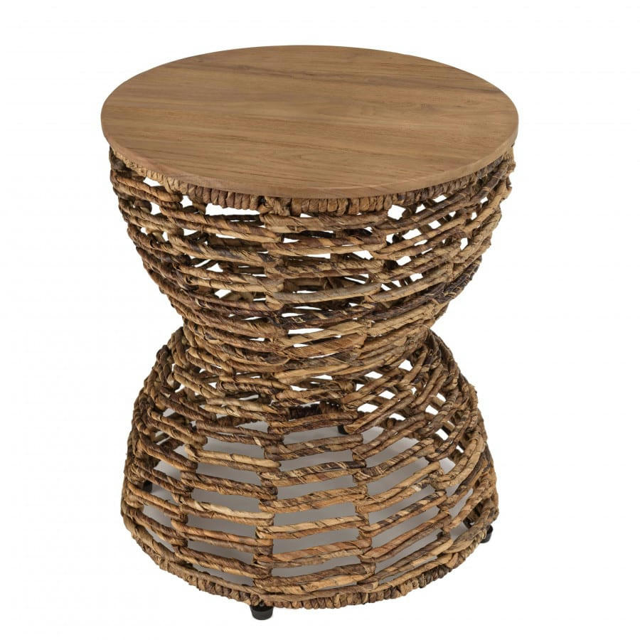 ALIDA - Tabouret assise en bois de teck recyclé