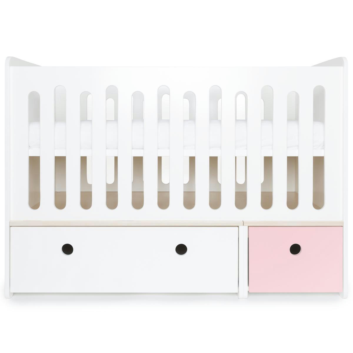 COLORFLEX - Lit bébé évolutif 70x140cm blanc-rose pastel