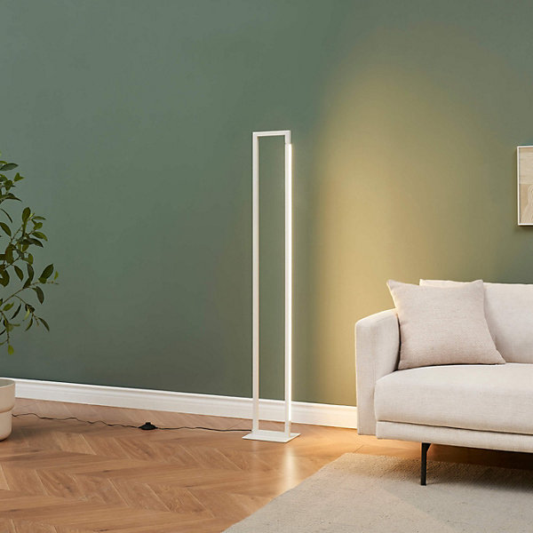 Lampadaire blanc avec pied pivotant variateur intégré 140 cm - Laka