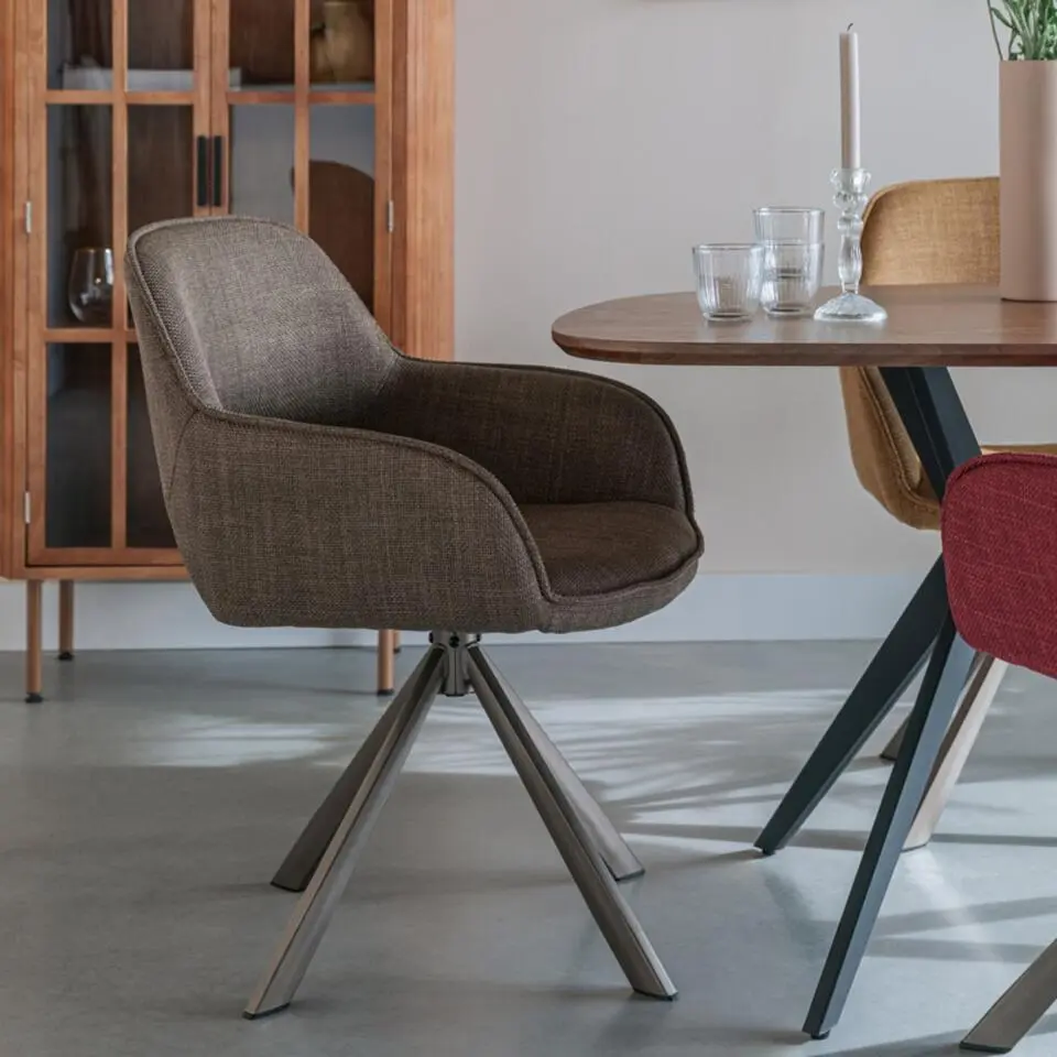 Eetkamerstoel Bruin Stof - Draaibaar - Toye - Set van 2