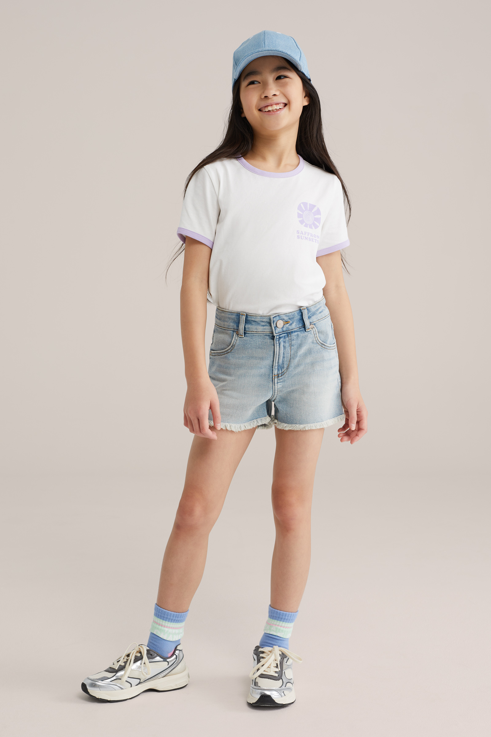 Meisjes T-shirt met print en contrast