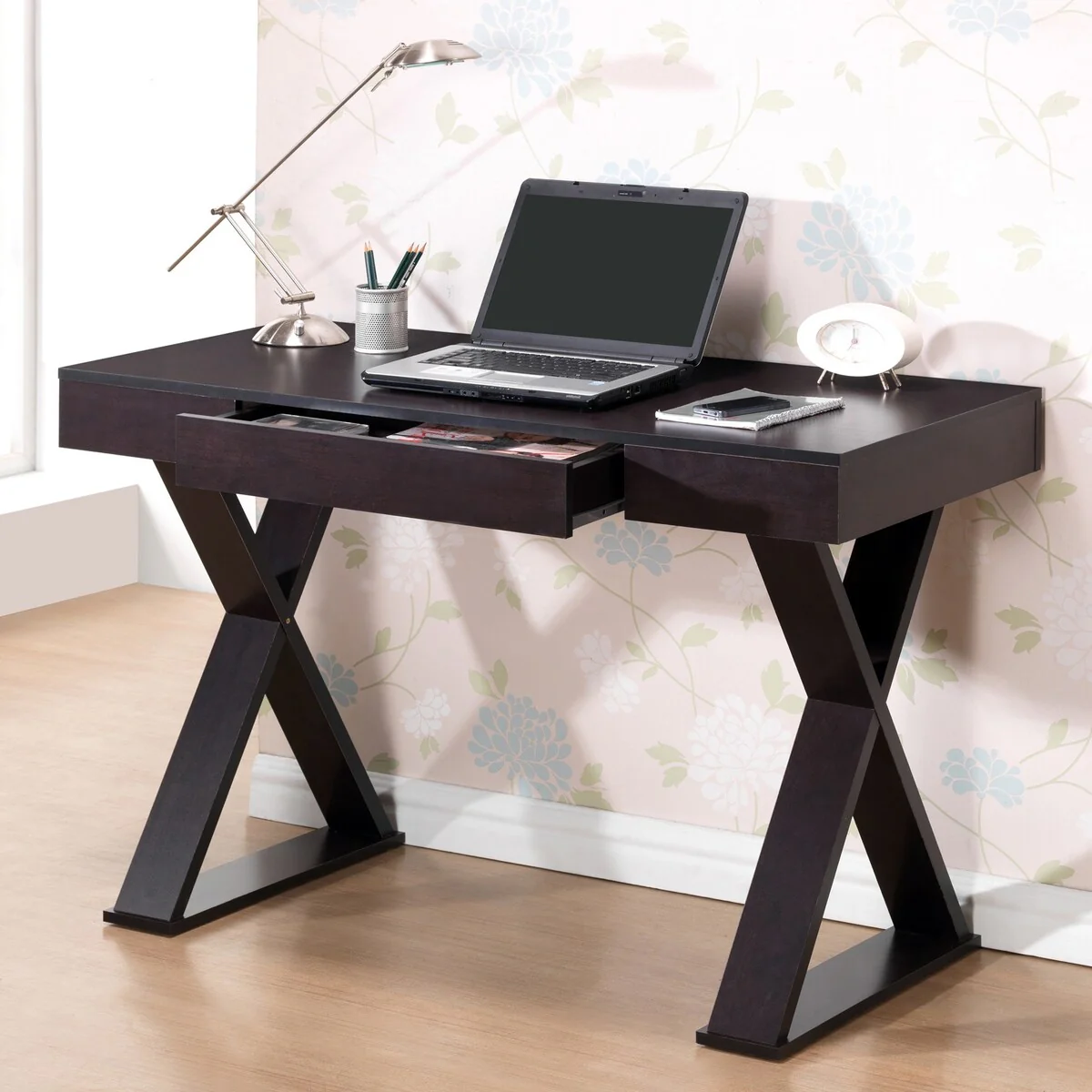 Modern Designs Home Office Espresso X-leg Laptop Computer Desk