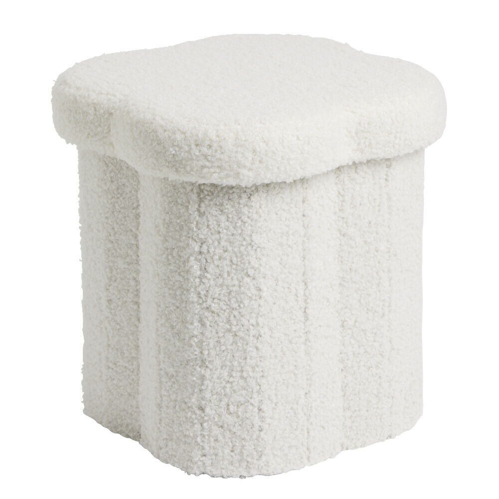 Pouf de rangement 8,8L laine bouclée beige 25x25xH26,5cm