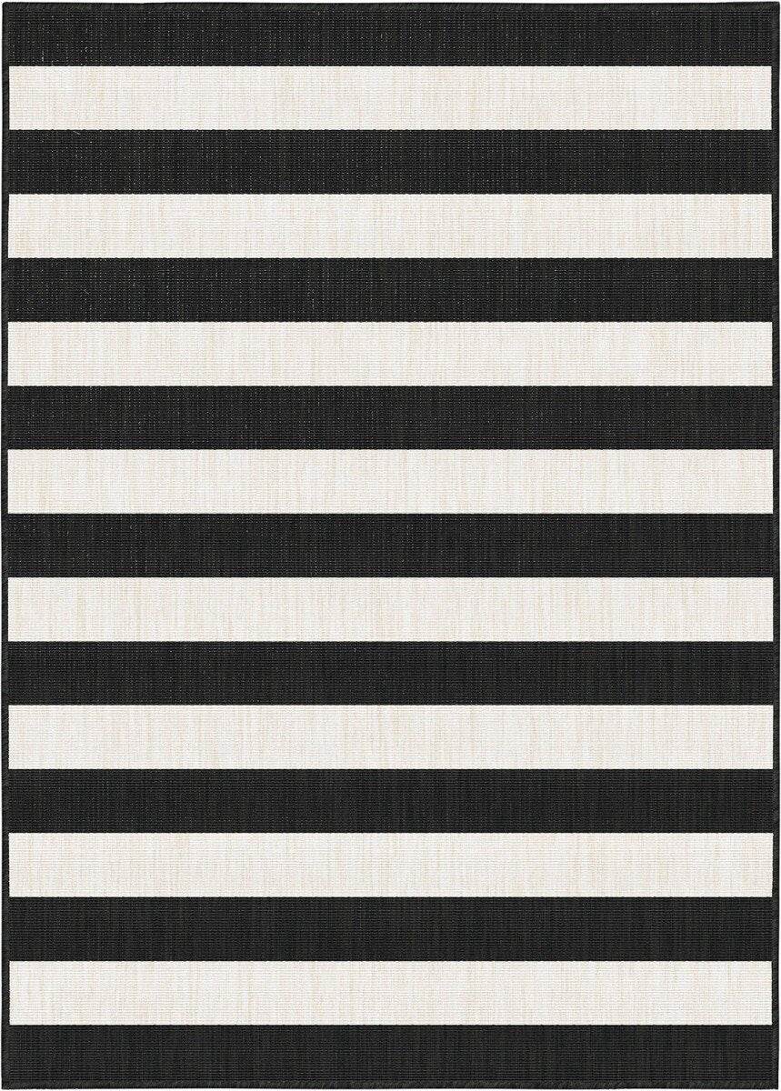 Eva Interior Buitenkleed Stripes zwart/wit dubbelzijdig