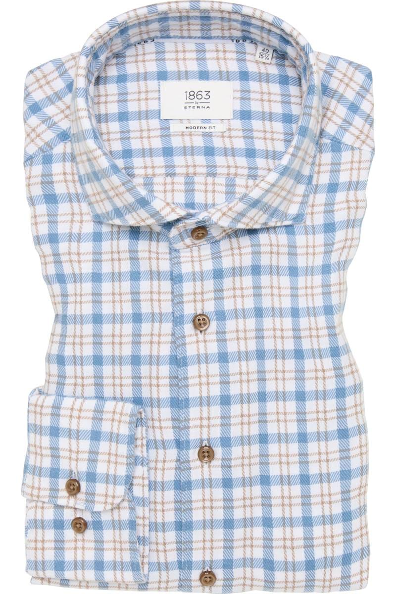 ETERNA 1863 Modern Fit Tencel Hemd blau, Kariert