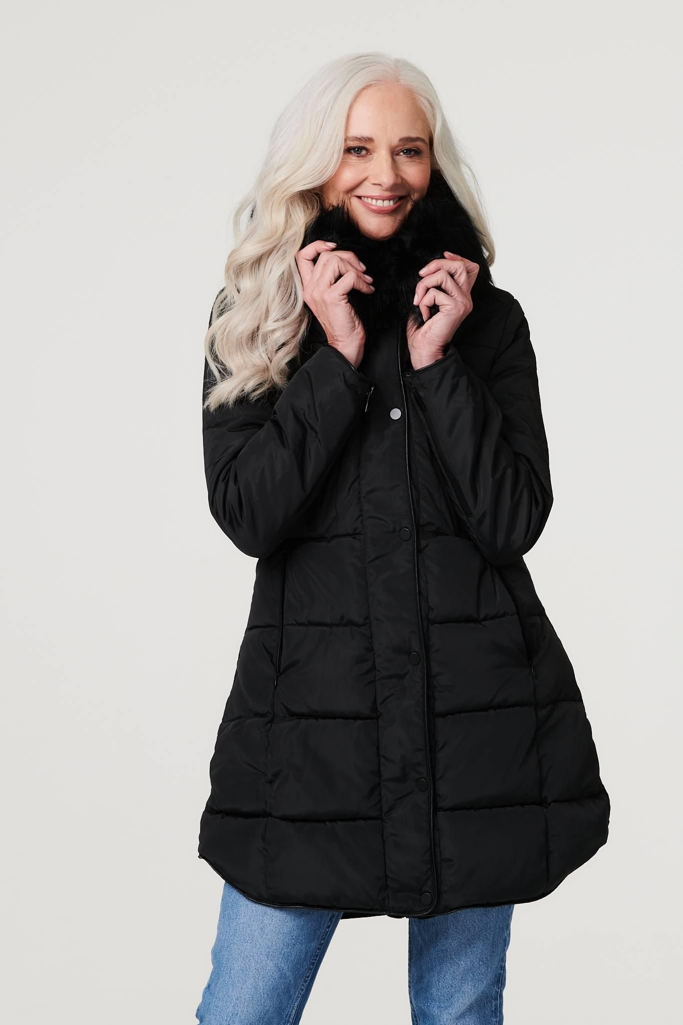 Izabel London Longline Padded Coat with Hood