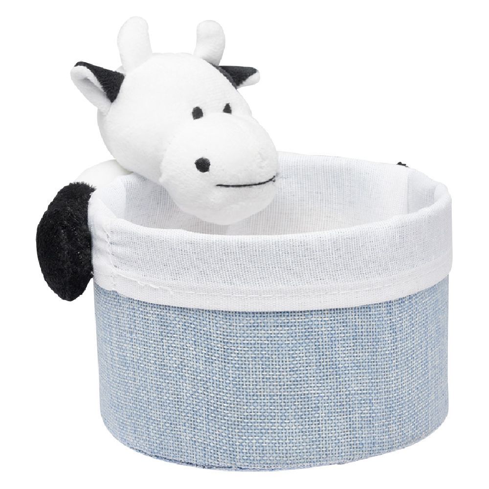 Panière ronde avec peluche animal Ø15 x H.14 cm