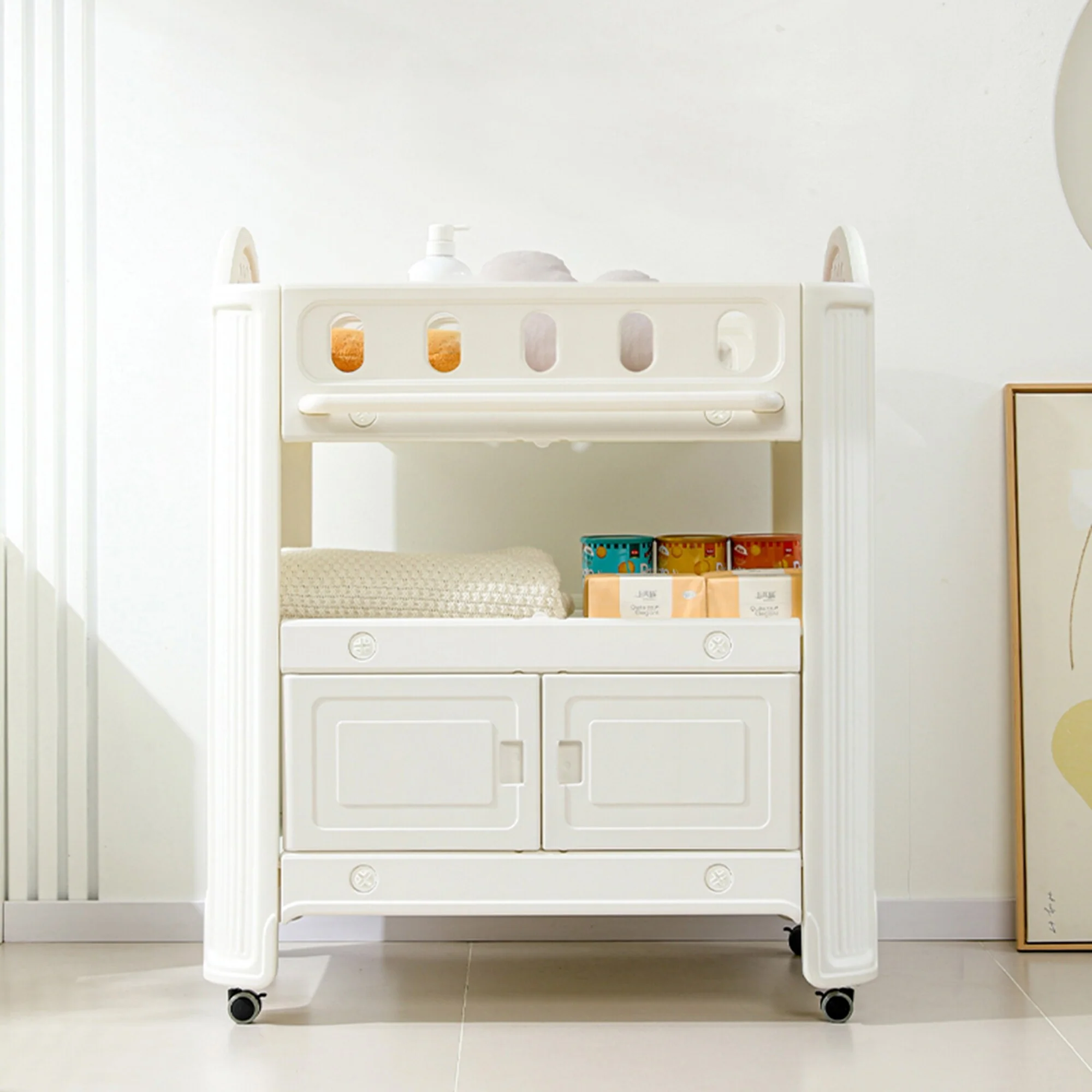 Eco-Friendly Baby Diaper Changing Table, Sturdy & Sustainable, Removable Safety Belt, Easy-Clean Surface