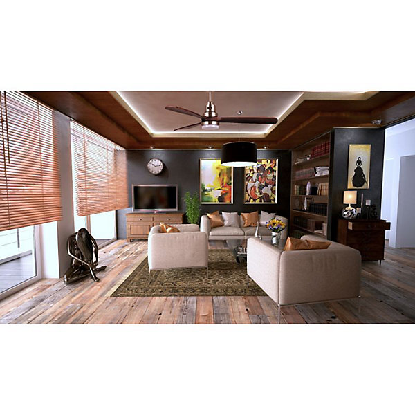 Lanzarote un super destratificateur et un ventilateur de plafond DC pales bois, point lumineux très puissant,wifi,thermostat.