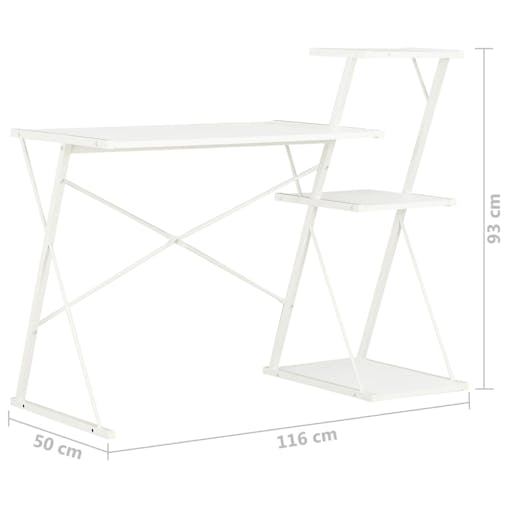 NNEVL Desk with Shelf White 116x50x93 cm