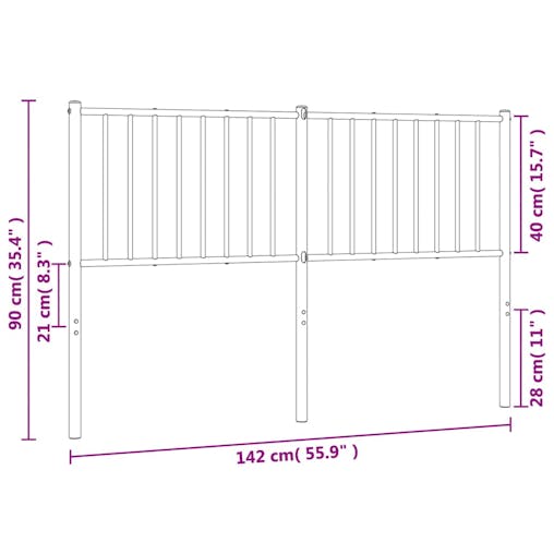 NNEVL Metal Headboard White 137 cm