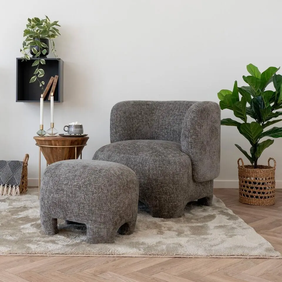 Fauteuil Grijs Stof - 79x77x72cm - Nazare