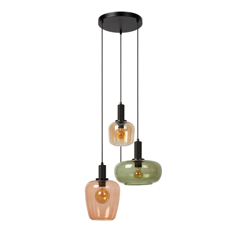 Suspension Ilona ambre et verte Ø 51 cm E27 3 x 40 W LUCIDE