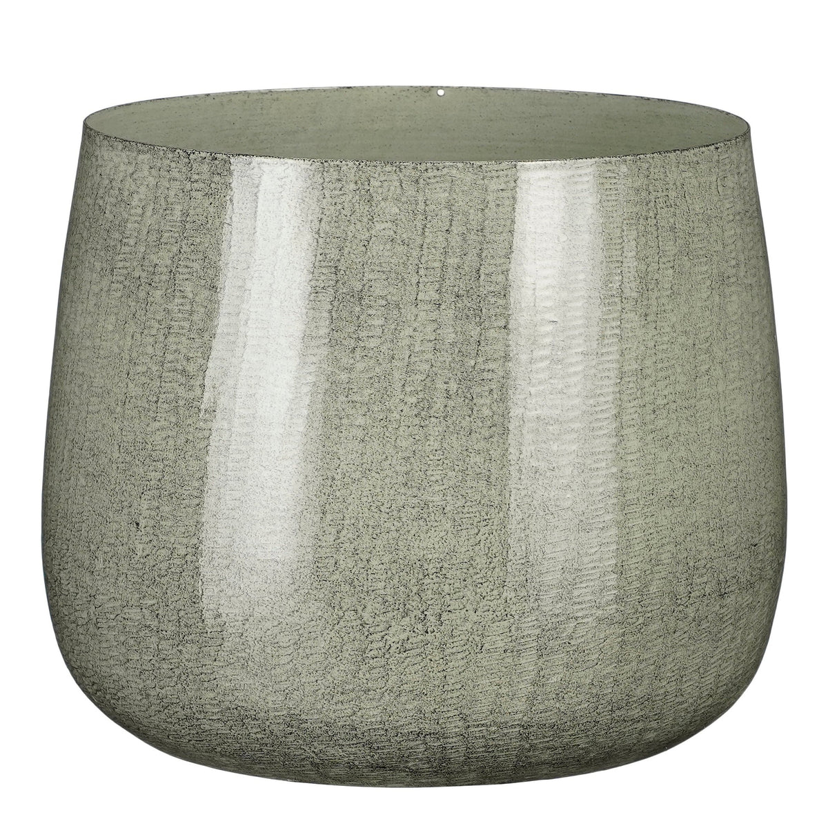 Mica Decorations Benson Bloempot - H22 x Ø24 cm - Metaal - Lichtgrijs