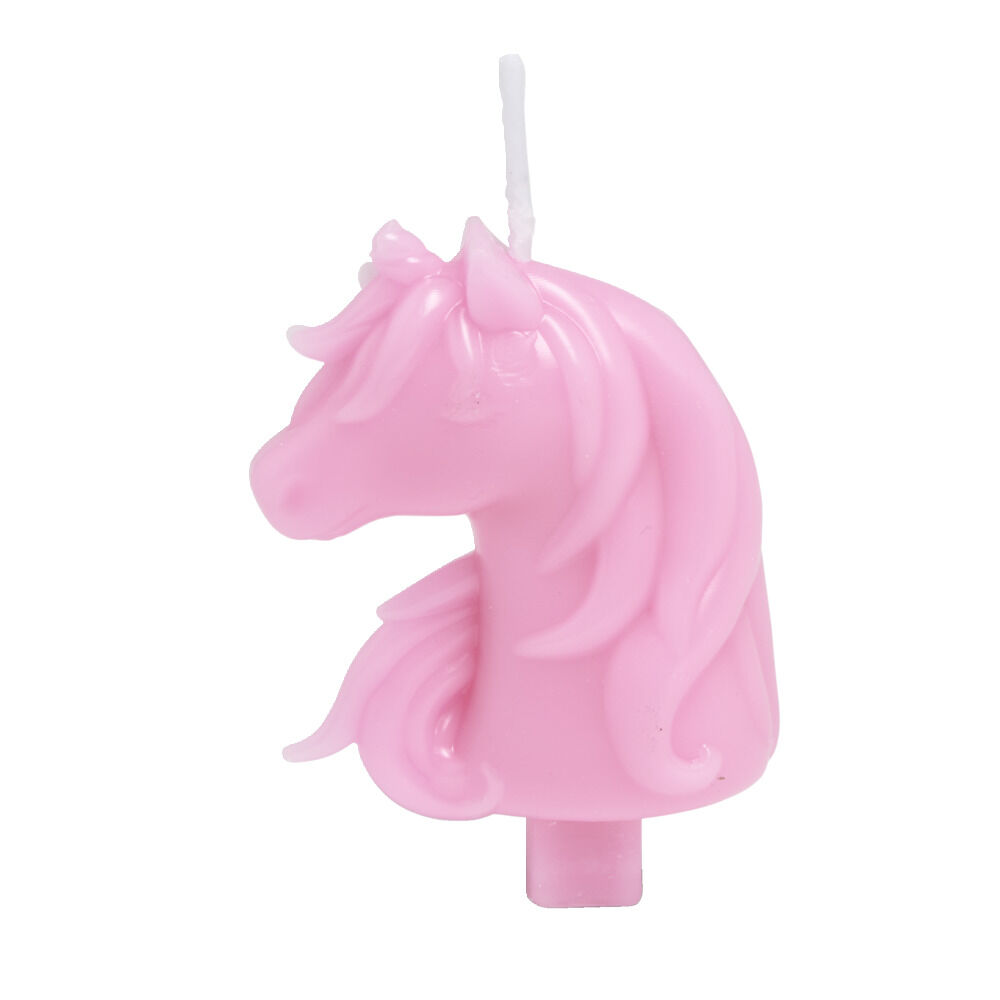 Bougie licorne rose H8cm