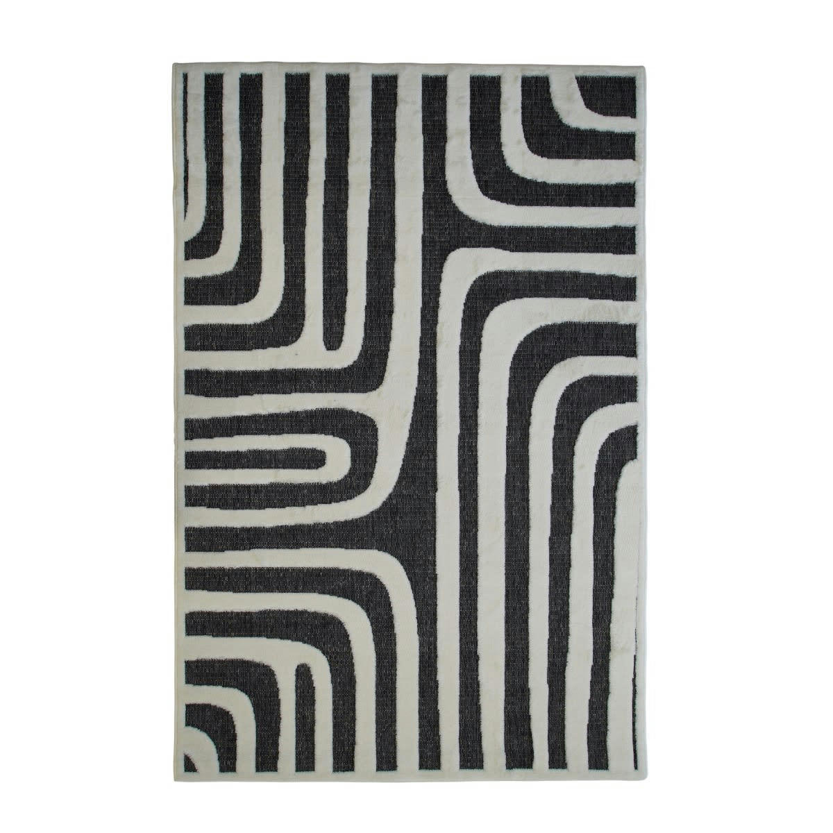NEW - Tapis intérieur/extérieur motif en relief anthracite 120x170