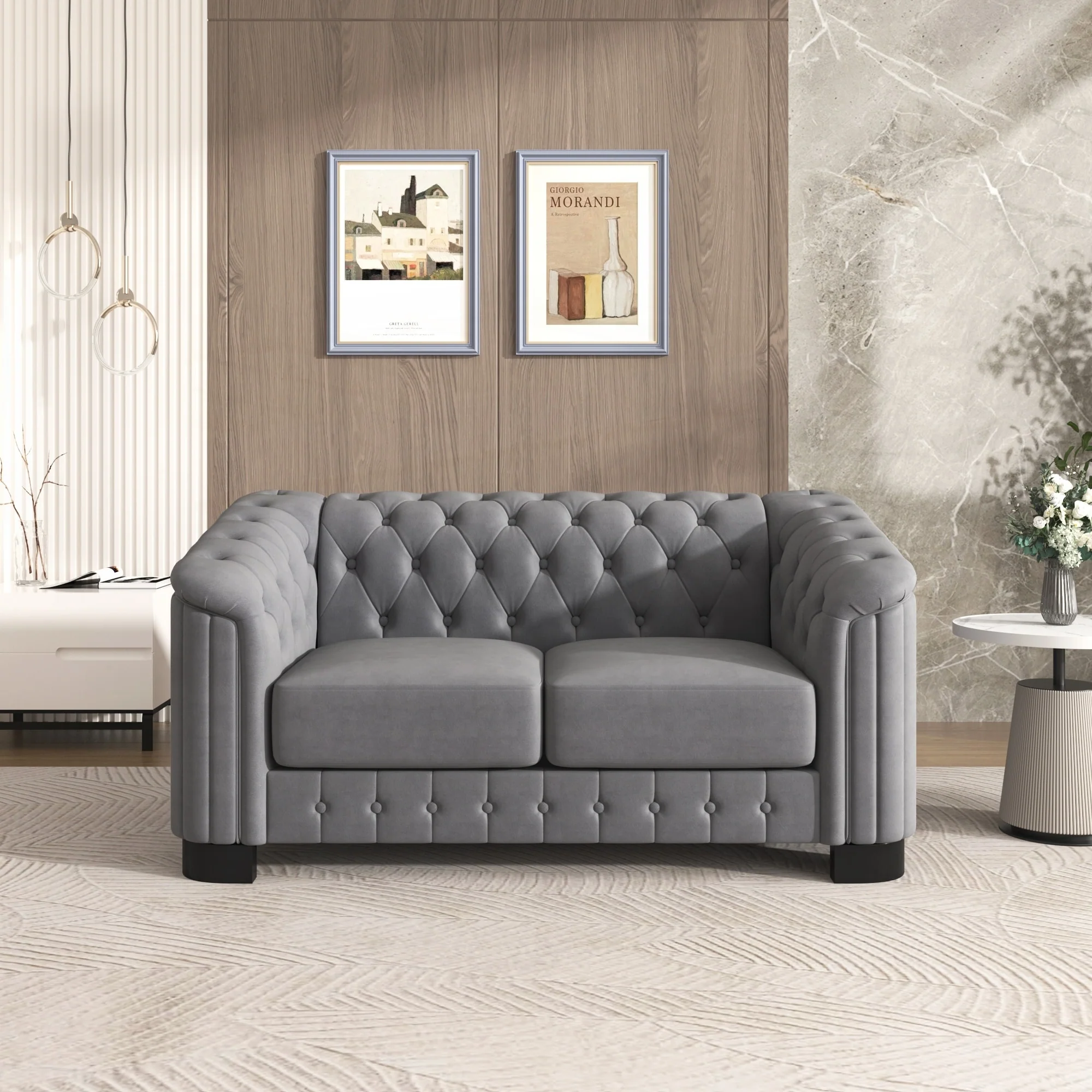 Velvet Upholstered Loveseat Sofa