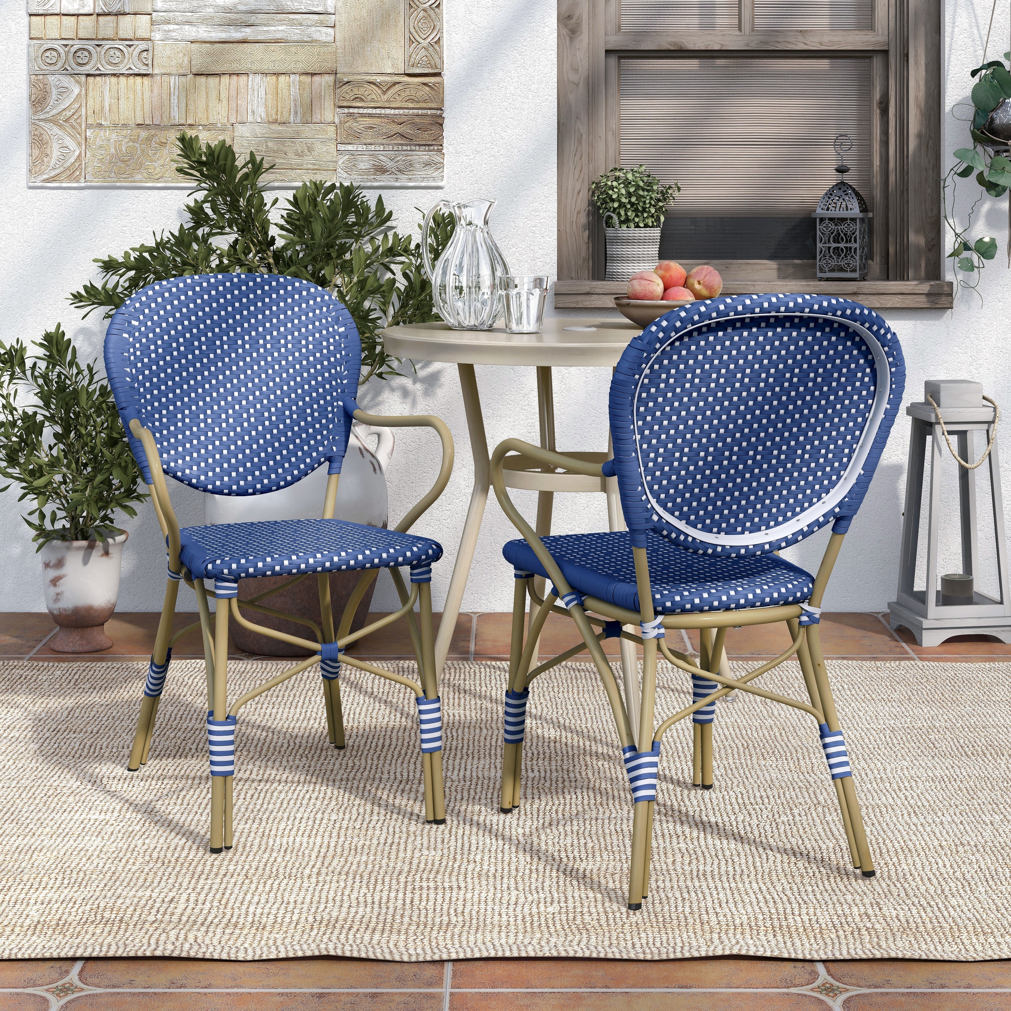 Courtnie French Blue PE Wicker Outdoor Dining Chairs (Set of 2) by Furniture of America - Set of 2