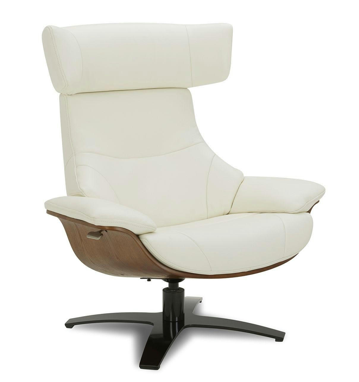 NAOS - Fauteuil en cuir et chêne Naturel - Cuir Blanc