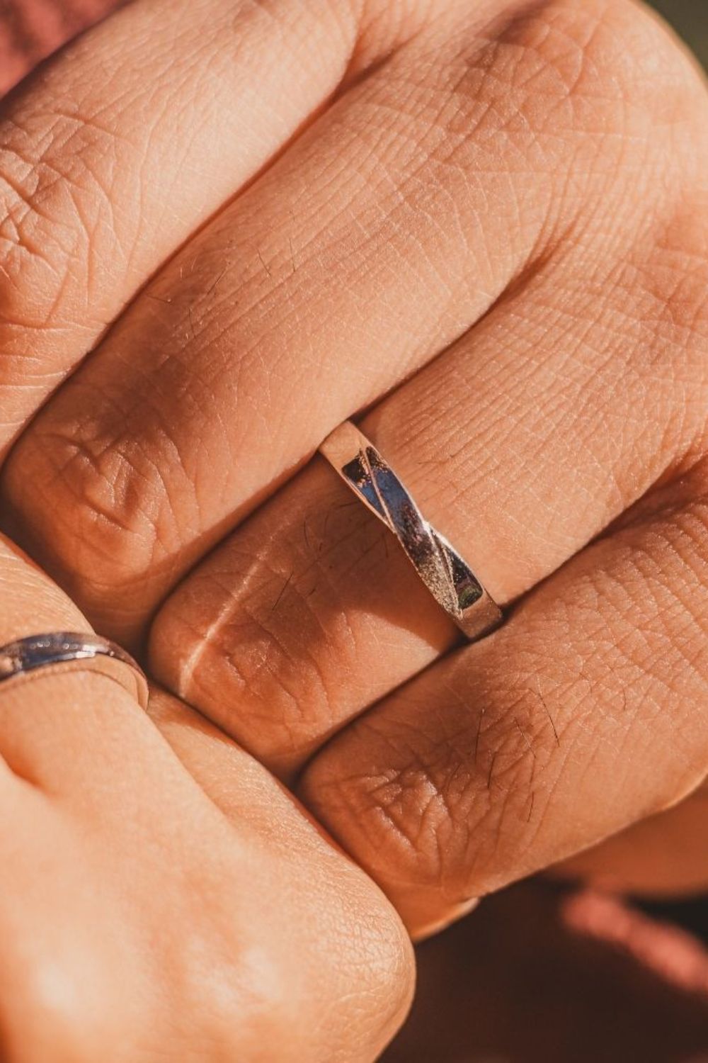 The Colourful Aura Adjustable Silver Couple Promise Twist Infinity Ring set