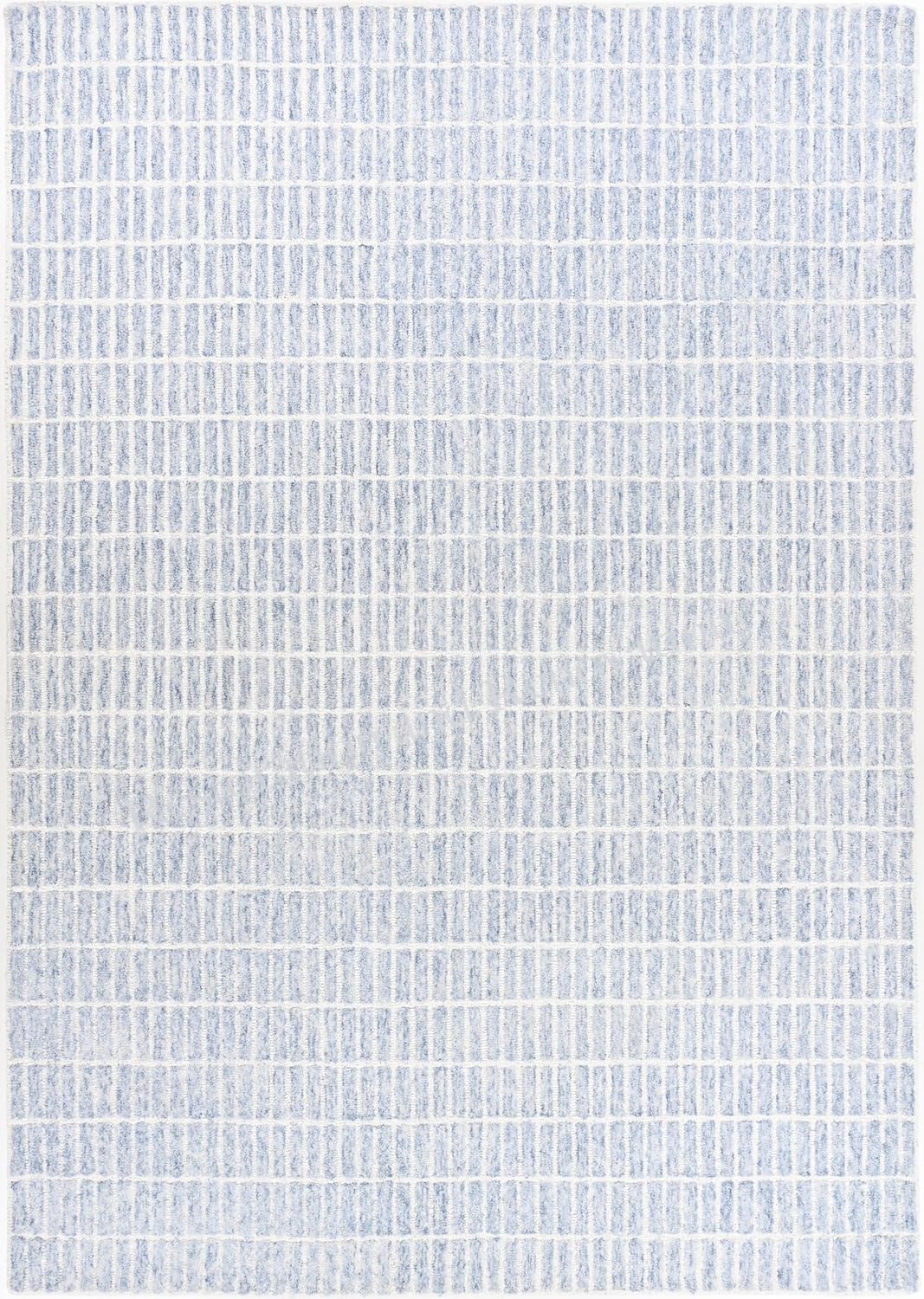 Hand-Tufted 100% Wool Area Rug – Unique Modern Geometric Grid Pattern, Soft Plush Textured Carpet for Living Room, Bedroom, Dining Room & Entryway (Blue, 8' x 10')