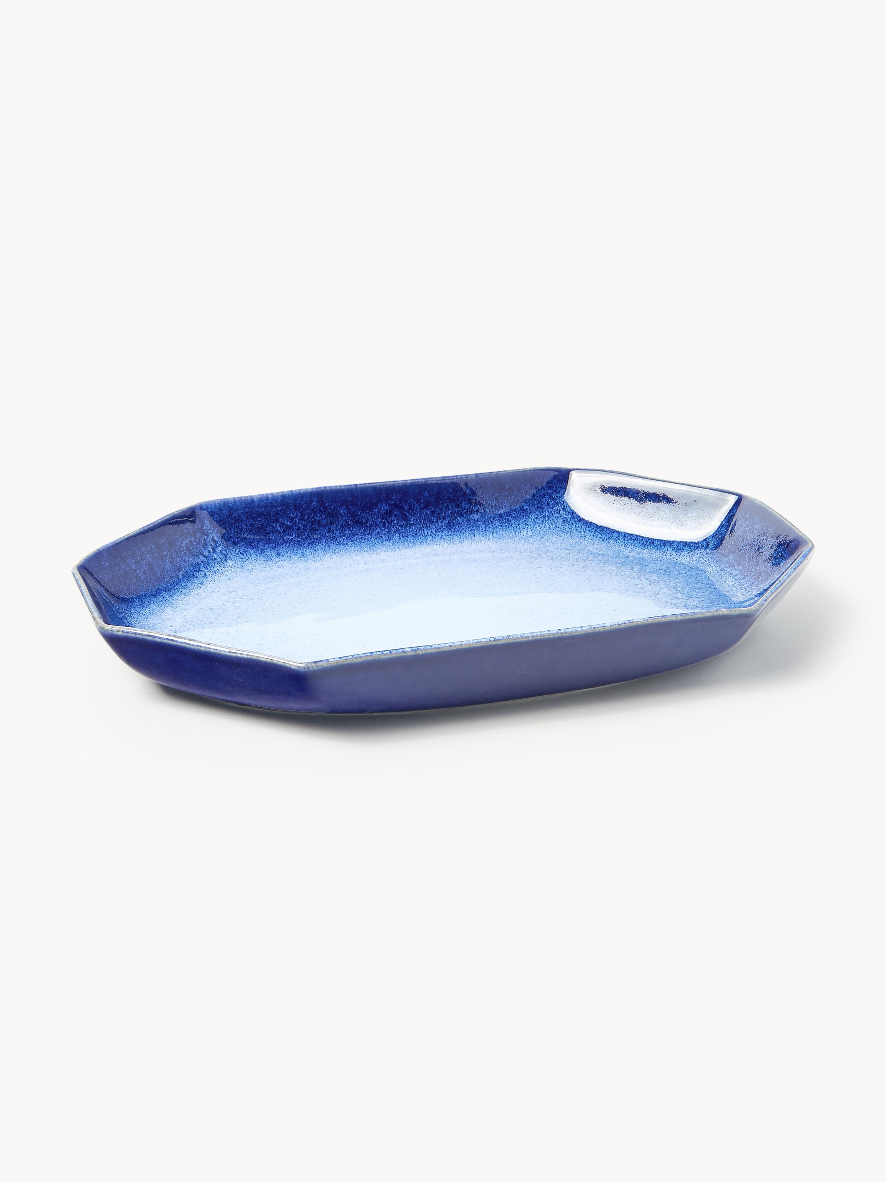 Handgemachte Servierplatte Vinci mit reaktiver Glasur