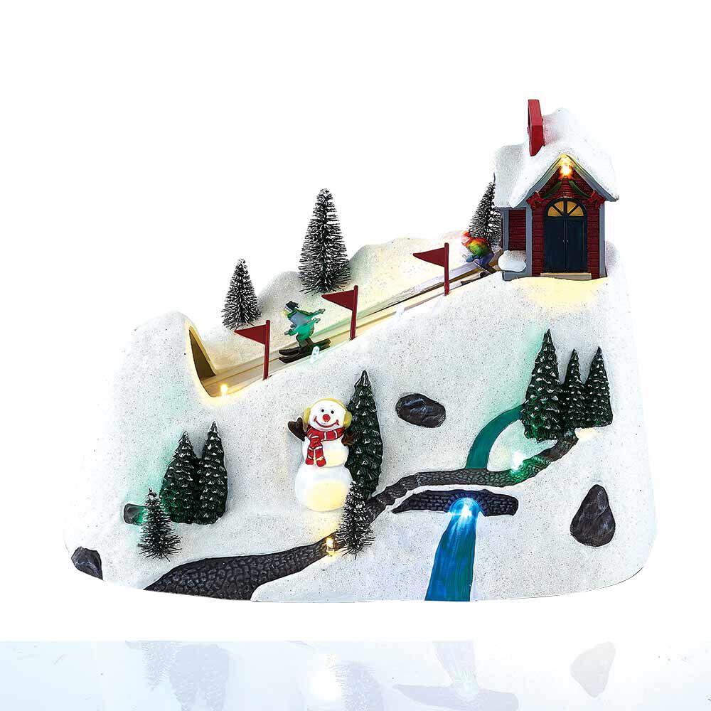 Décoration Piste de ski lumineuse animée musicale 9 LED multicolore