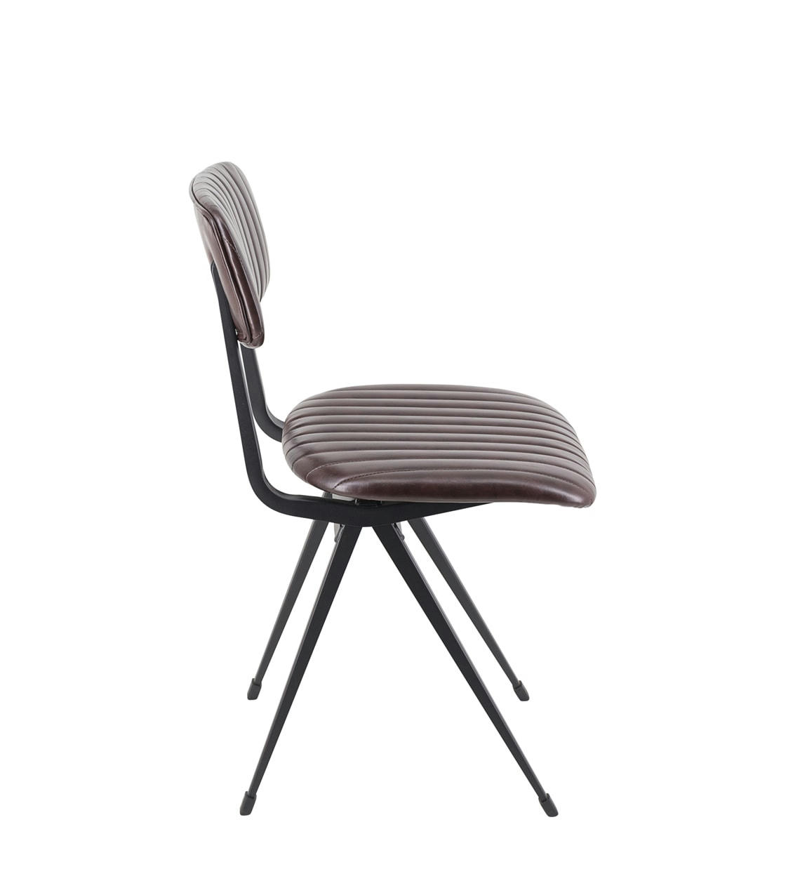 MICHIGAN - Set de 2 chaises en fer noir et simili cuir brun foncé