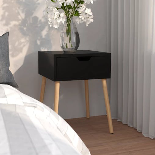 NNEVL Bedside Cabinet Black 40x40x56 cm Chipboard