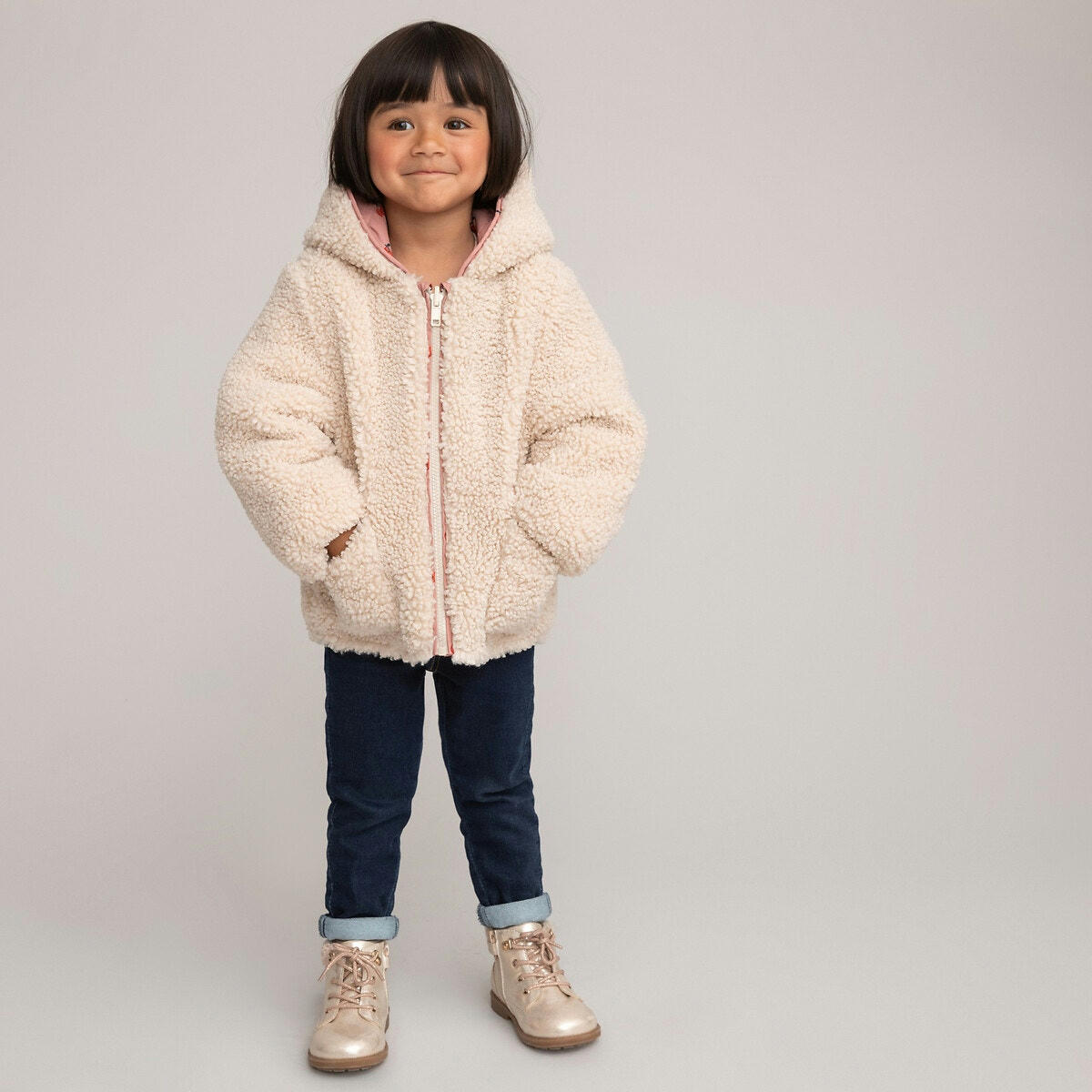 Doudoune chaude à capuche réversible