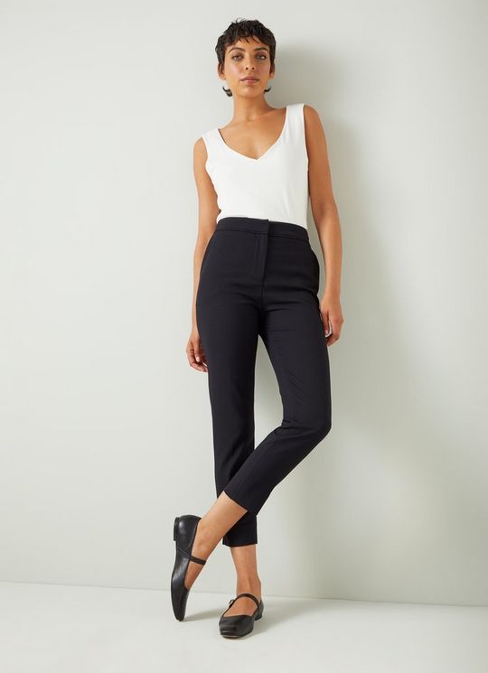 Wiley Black Crepe Slim-Cut Trousers