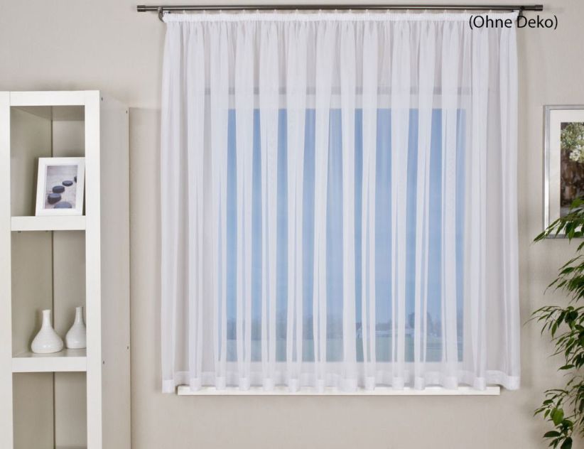 Voile Fensterstore Granit weiß