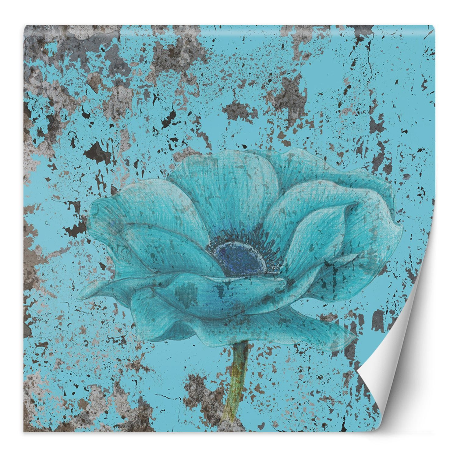 Feeby Fototapeta, Turkusowy kwiat shabby chic 100x100