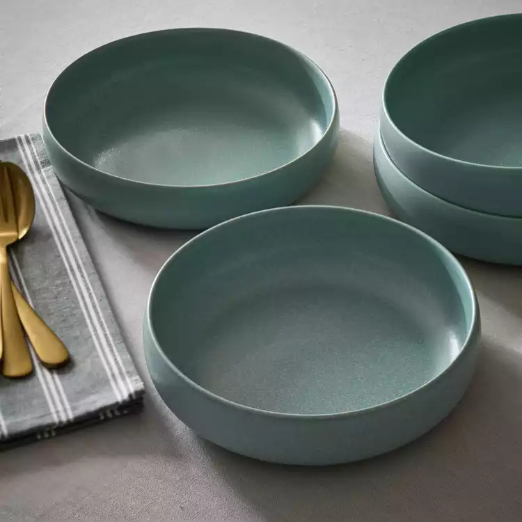 Habitat 4 Piece Reactive Stoneware Pasta Bowls - Blue