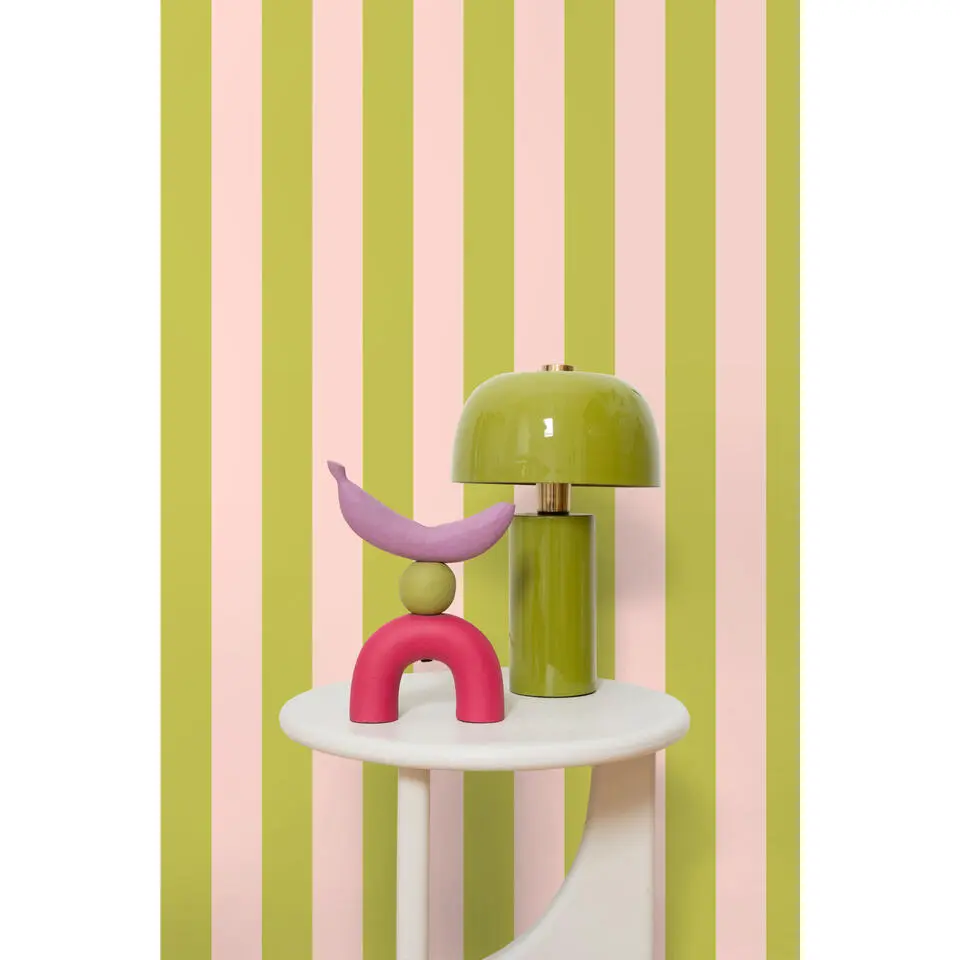 ESTAhome behang strepen roze en groen - 0.53 x 10.05 m