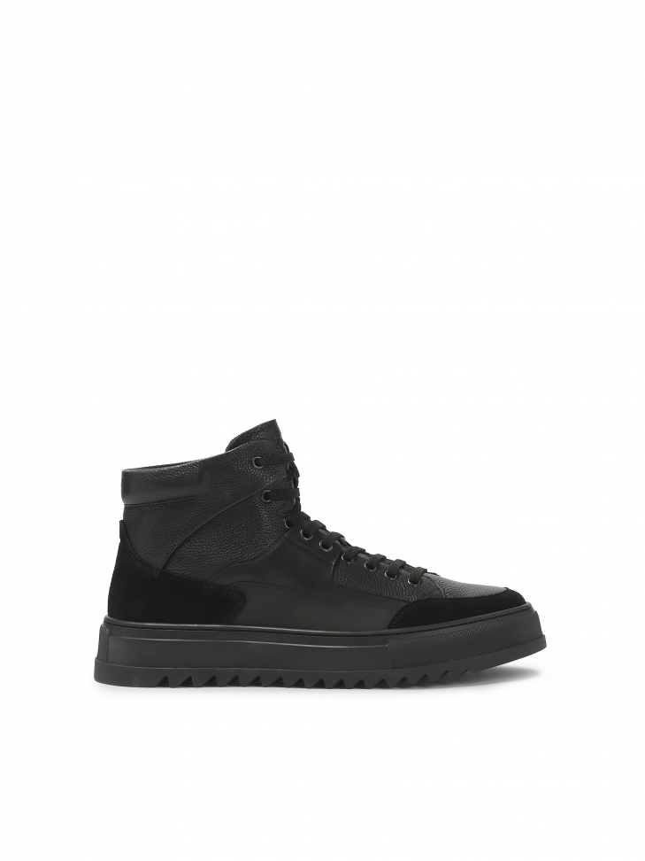 Insulated suede and smooth leather sneakers