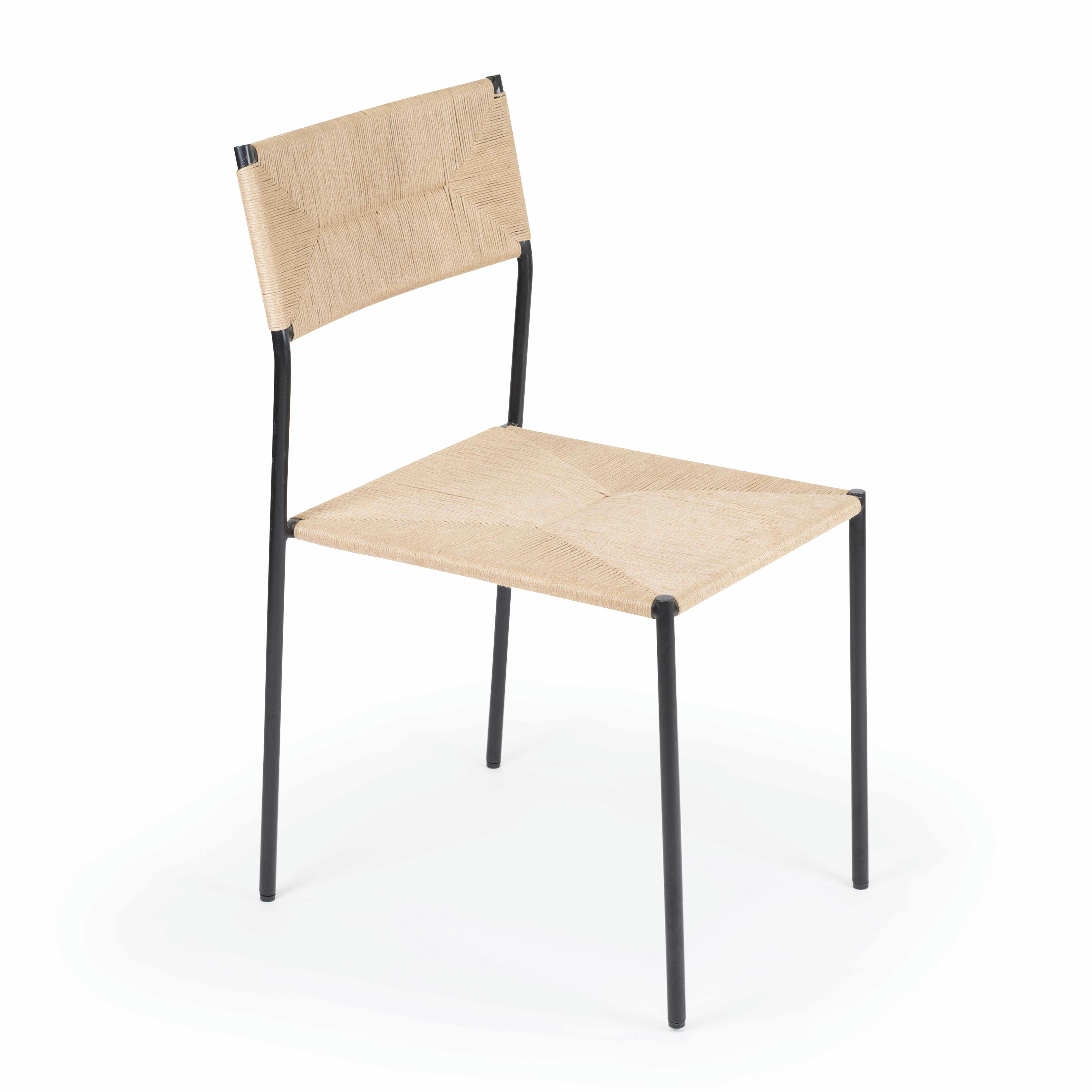 ALVA - Lot de 6 chaises en sisal tressé et métal