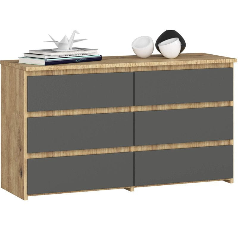 Komoda do sypialni, 6 szuflad, STILO, 100x35x57, artisan, mat | TYLETEGOTU