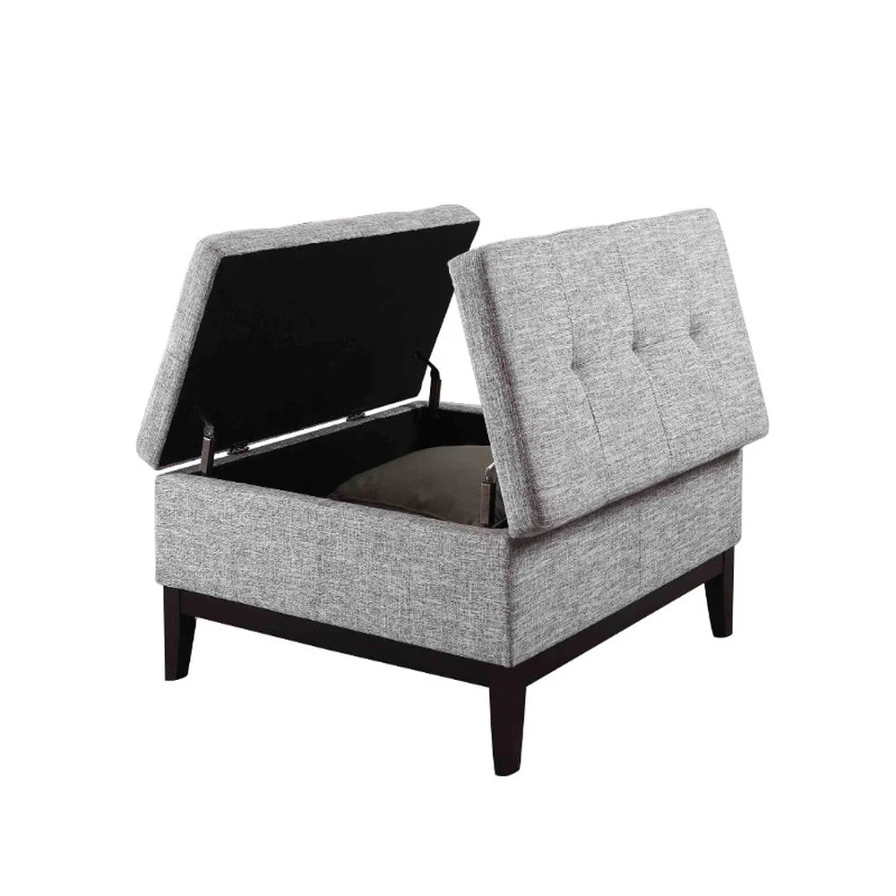 36 Heathered Gray and Black Ottoman with Hidden Storage