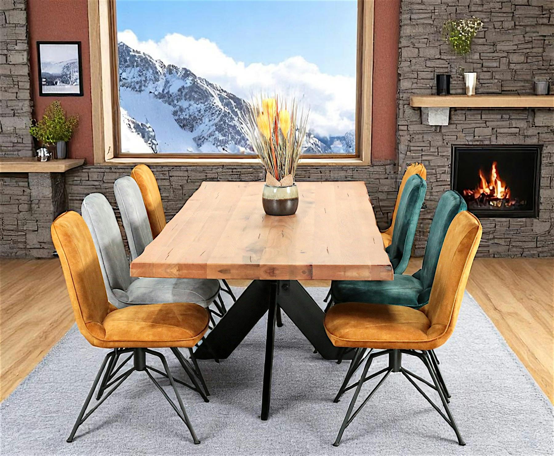 Table extensible en chêne huilé avec bords naturels 240 cm PALERME